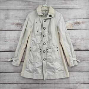 Free People Snap Down Trench Coat Womens 8 Cream White Overcoat